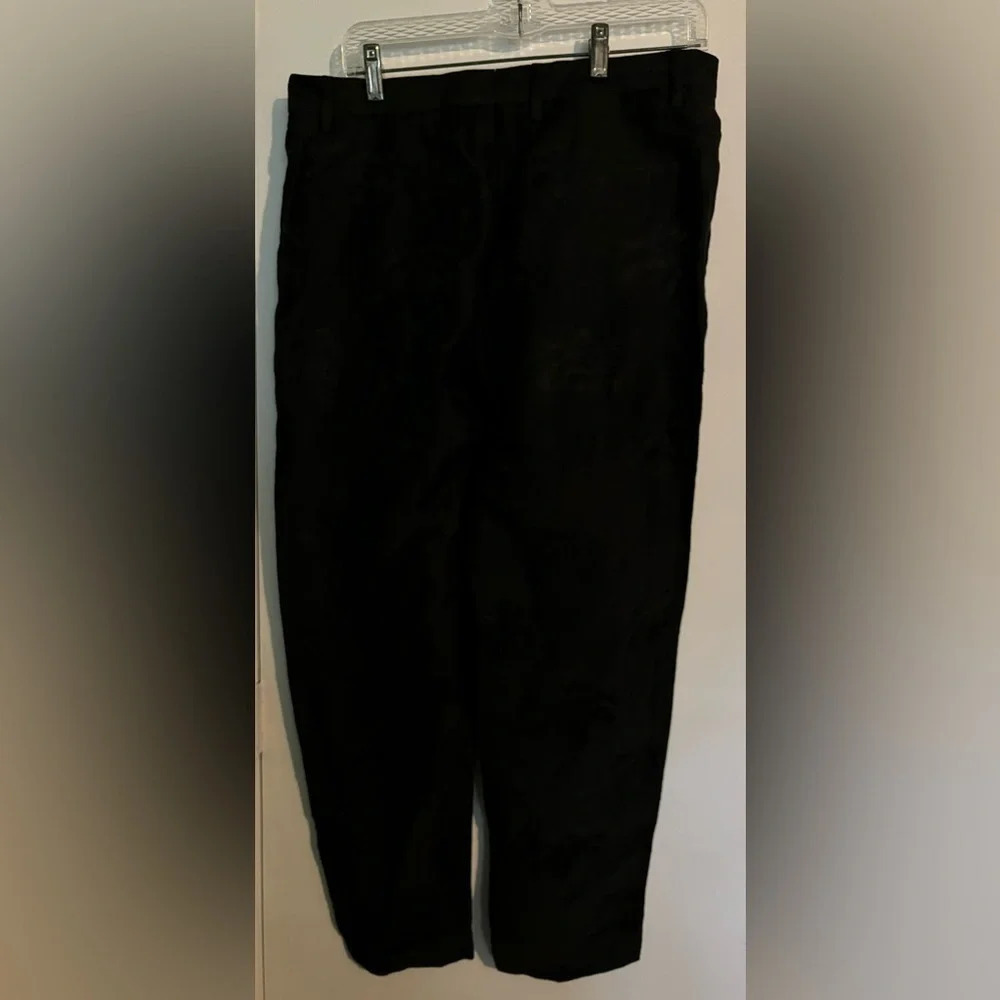 NWT Zara Womens black satin embossed‎ pants size 31 Floral Formal Office Party